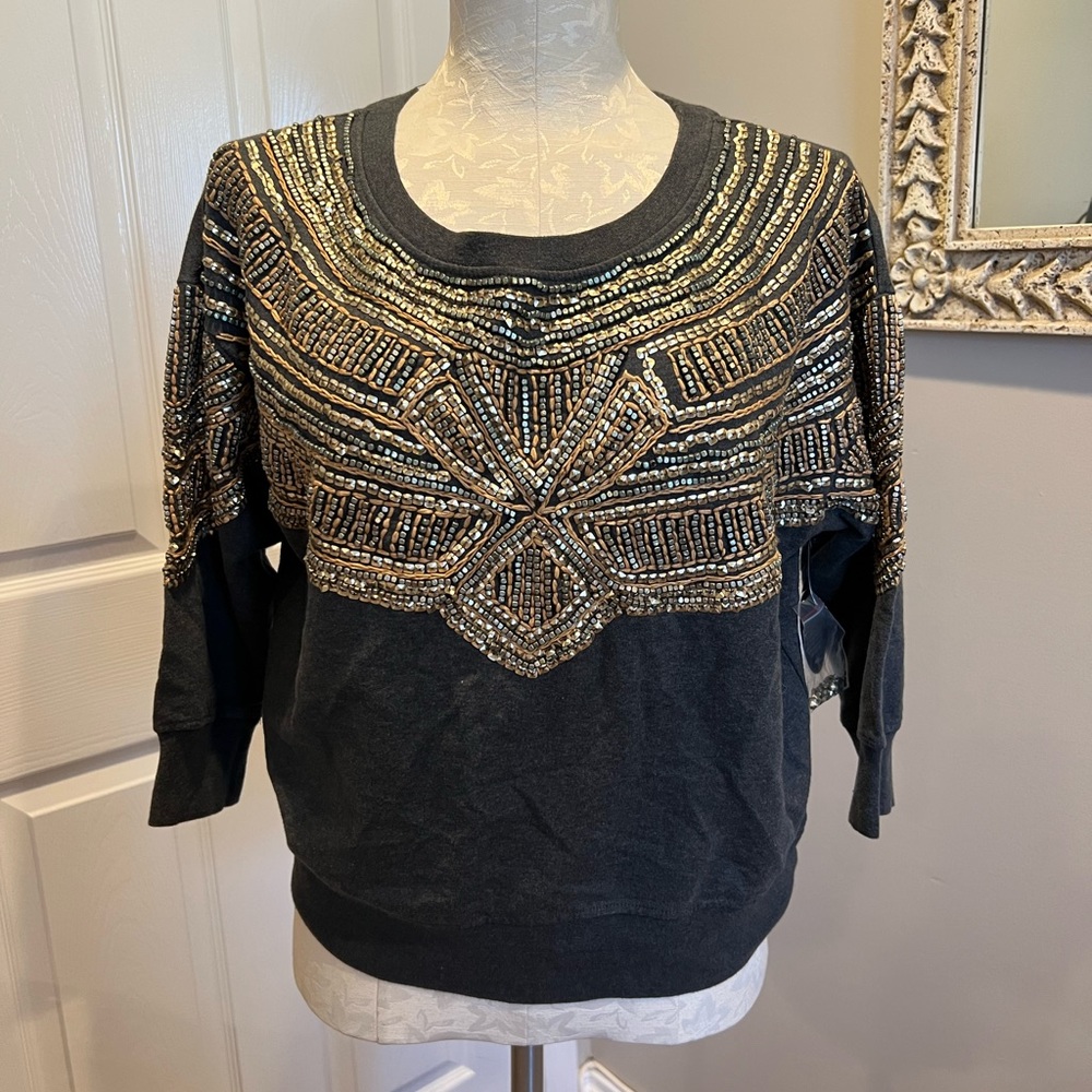 Amuse Sequin Woven Top sz L